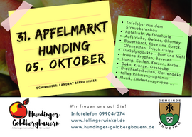Banner 32. Hundinger Apfelmarkt am Erntedanksonntag