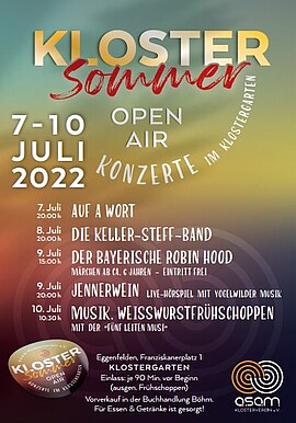 Banner "DER BAYERISCHE ROBIN HOOD" Märchen ab ca. 6 Jahren Klostersommer 2022 OpenAir 